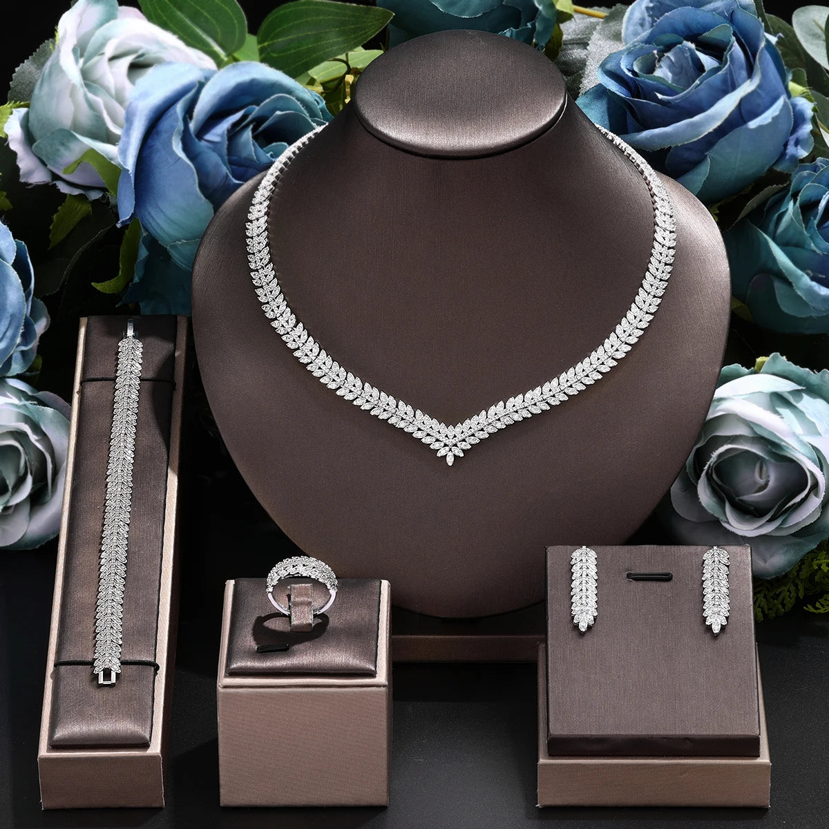 Sparkling 4-Piece Gold-Plated Jewelry Set