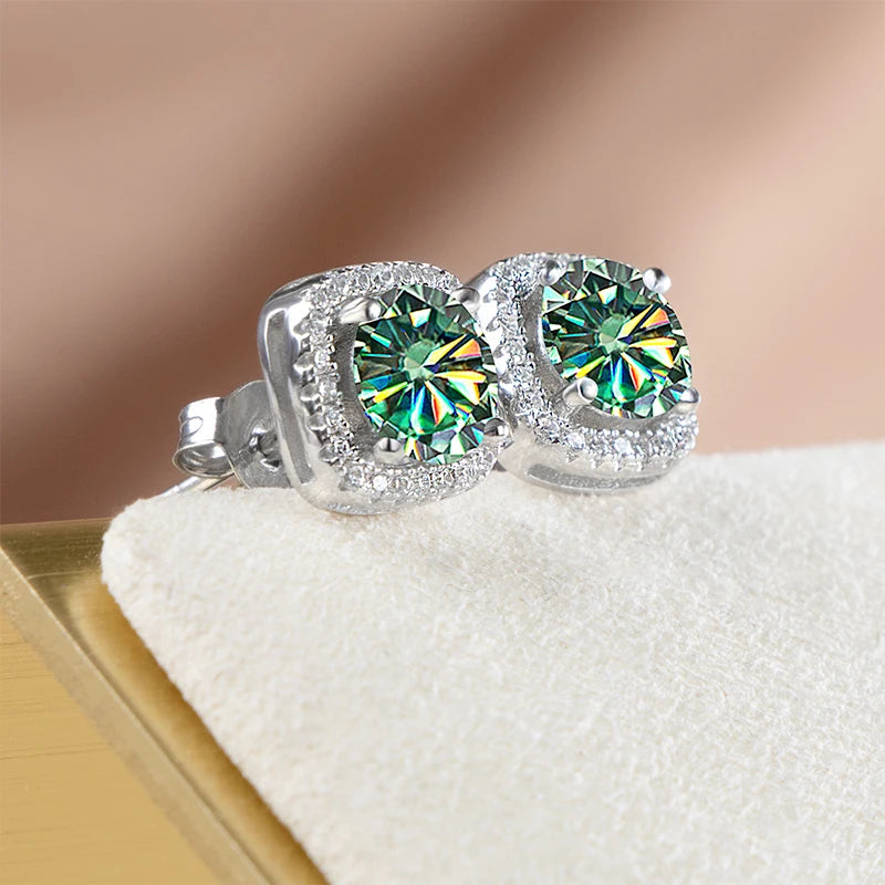 Classic Real Moissanite, S925 Sterling Silver Earrings