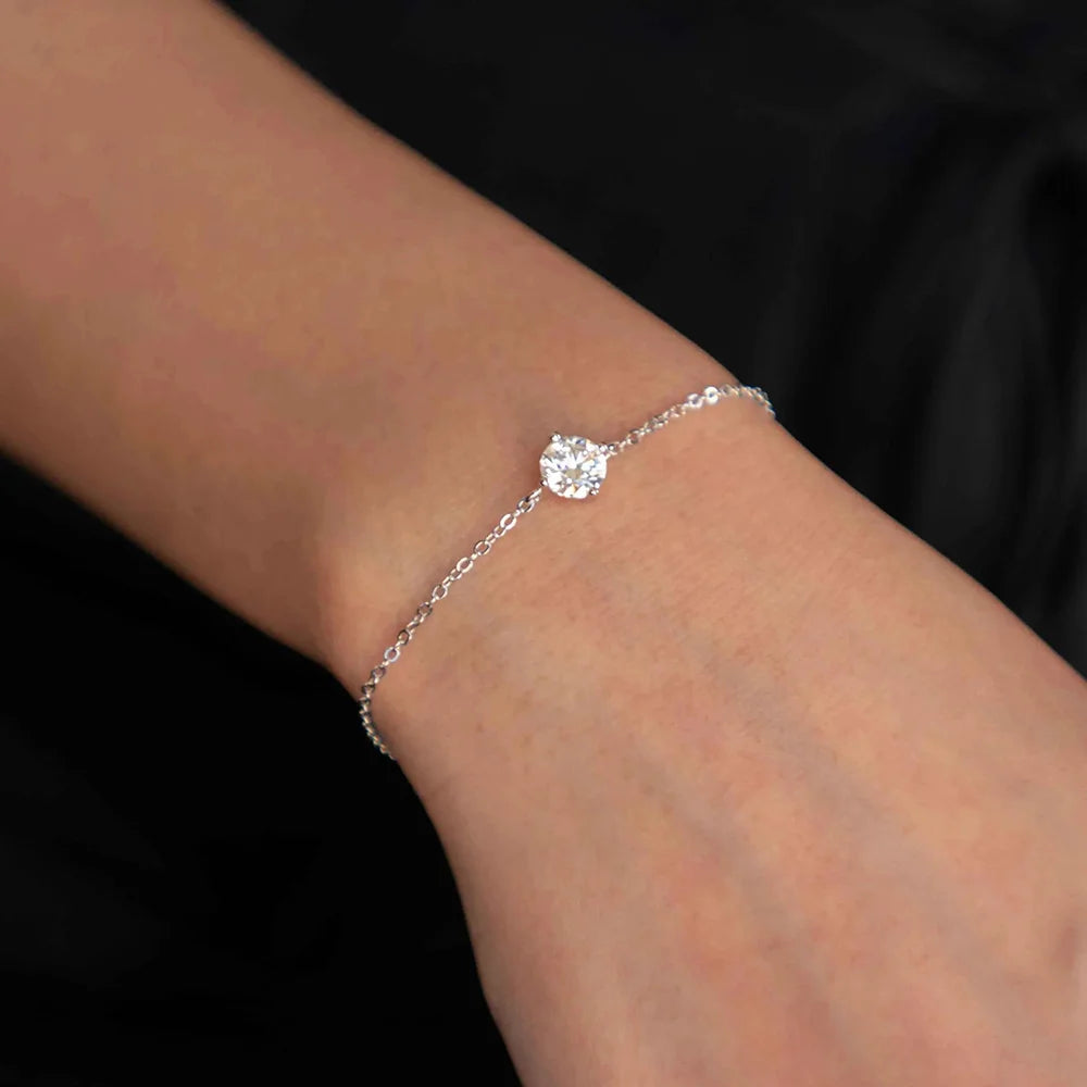 Classic Real S925 Silver Lab Diamond Adjustable Bracelet
