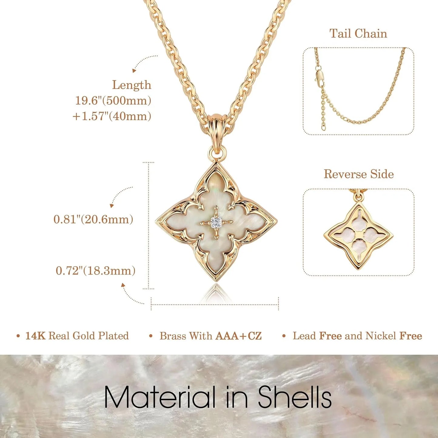 Elegant Dainty Gold Clover CZ Pendant Necklace