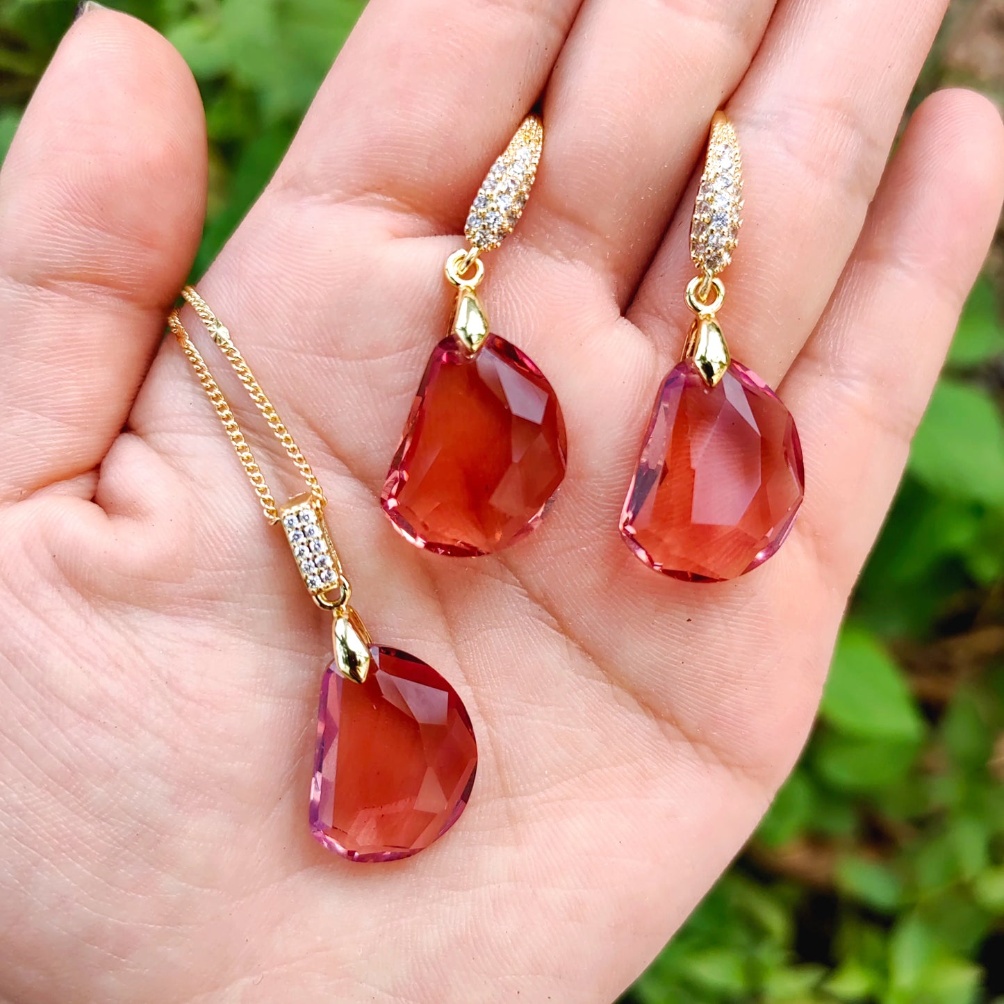 Fashion Simple Pea Shape Jewelry Three-piece Set