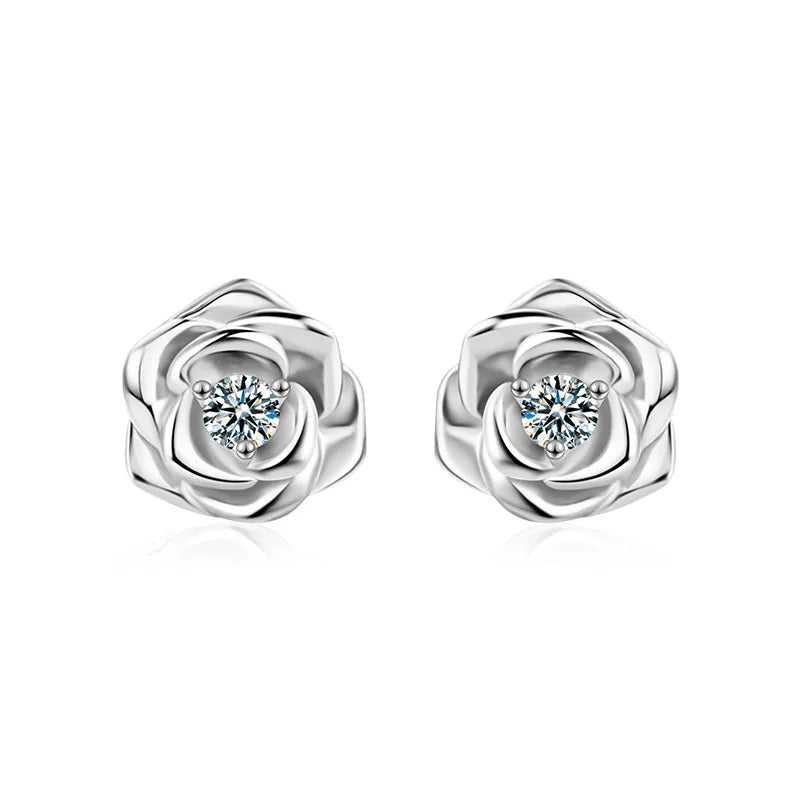 Exquisite Floral S925 Sterling Silver D-Color Moissanite Earrings