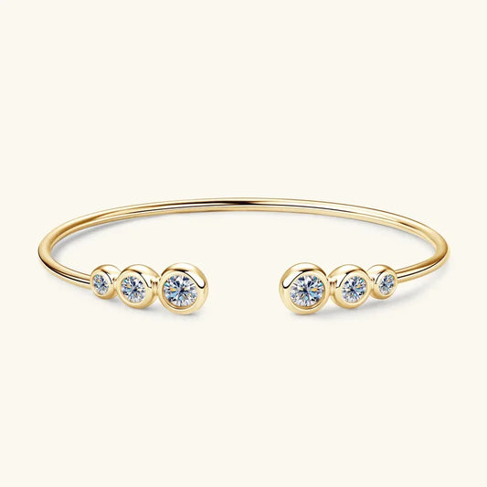 Minimalist Silver 925 D Color Moissanite  Open Ended Bracelet