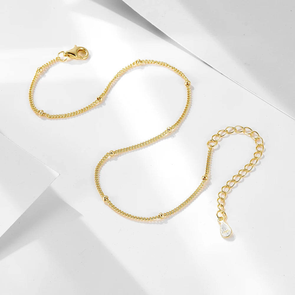 Trendy Sterling Silver Gold Plated Anklet