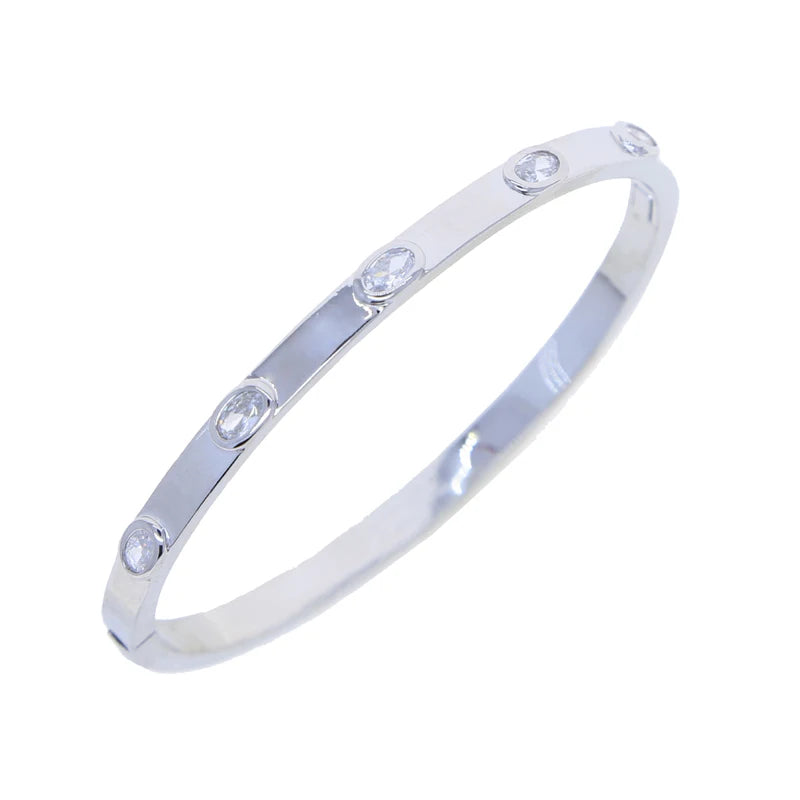 Classic Paved White Cubic Zirconia Gold and Platinum Plated Bracelet