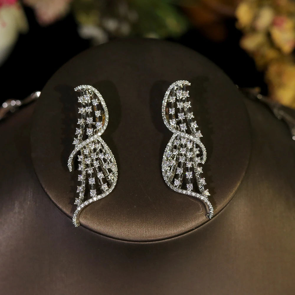 Luxury Crystal Cubic Zirconia Circular Jewelry Set