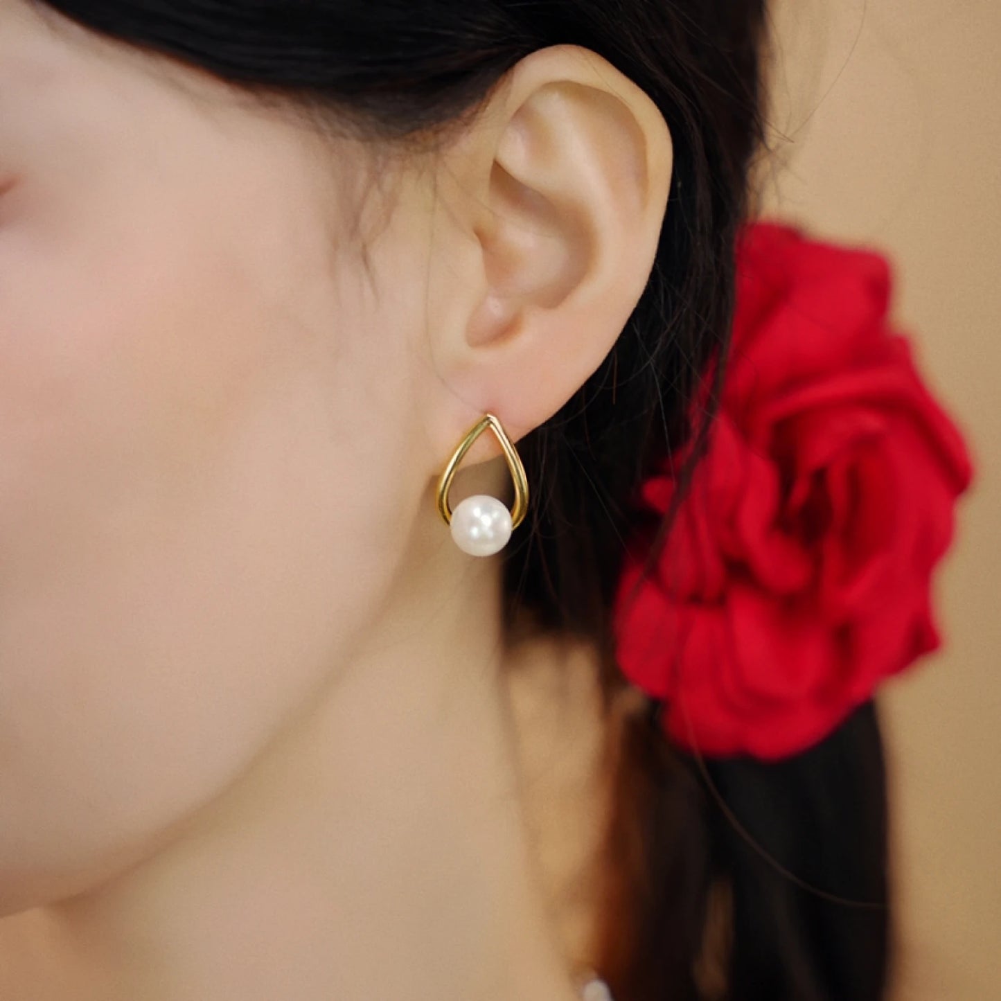 Timeless Natural Freshwater Pearl Teardrop Stud Earrings