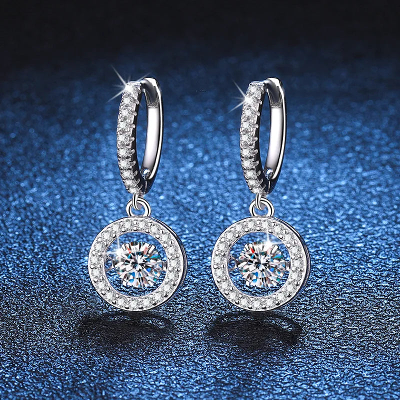 Elegant 1CT Moissanite Beating Heart Drop Earrings – White Gold Plated S925 Silver