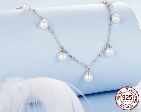 Sleek Shell Pearl 925 Sterling Silver Necklace