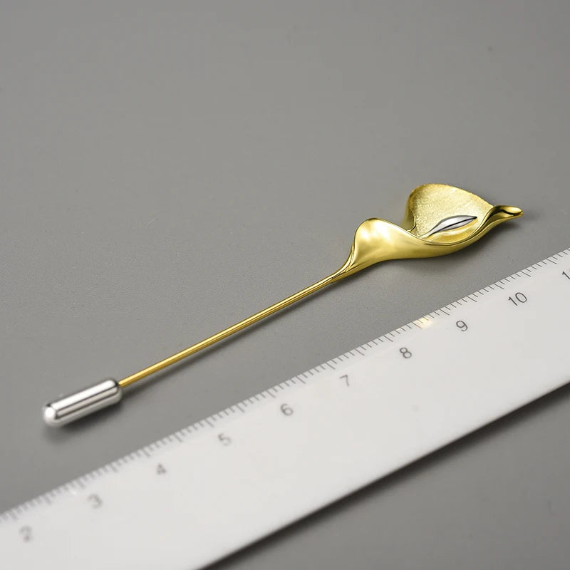 Elegant 925 Sterling Silver Calla Lily Brooch
