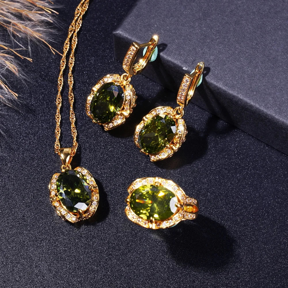 Elegant And Sparkling 18K Gold-Plated Jewelry Set