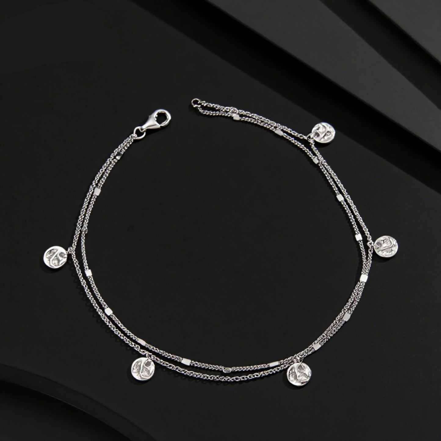 Enchanting 925 Sterling Silver Double Layered Anklet