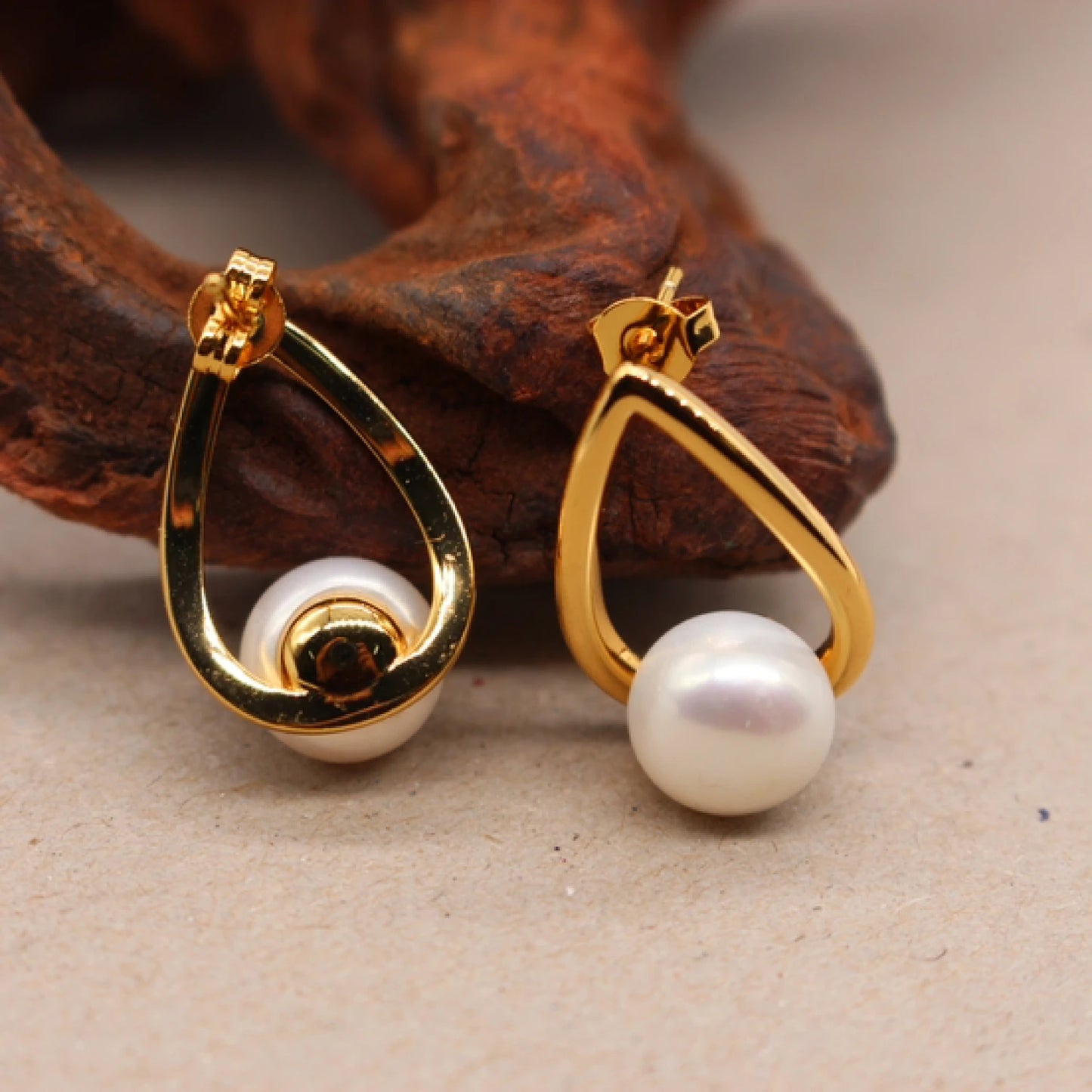Timeless Natural Freshwater Pearl Teardrop Stud Earrings