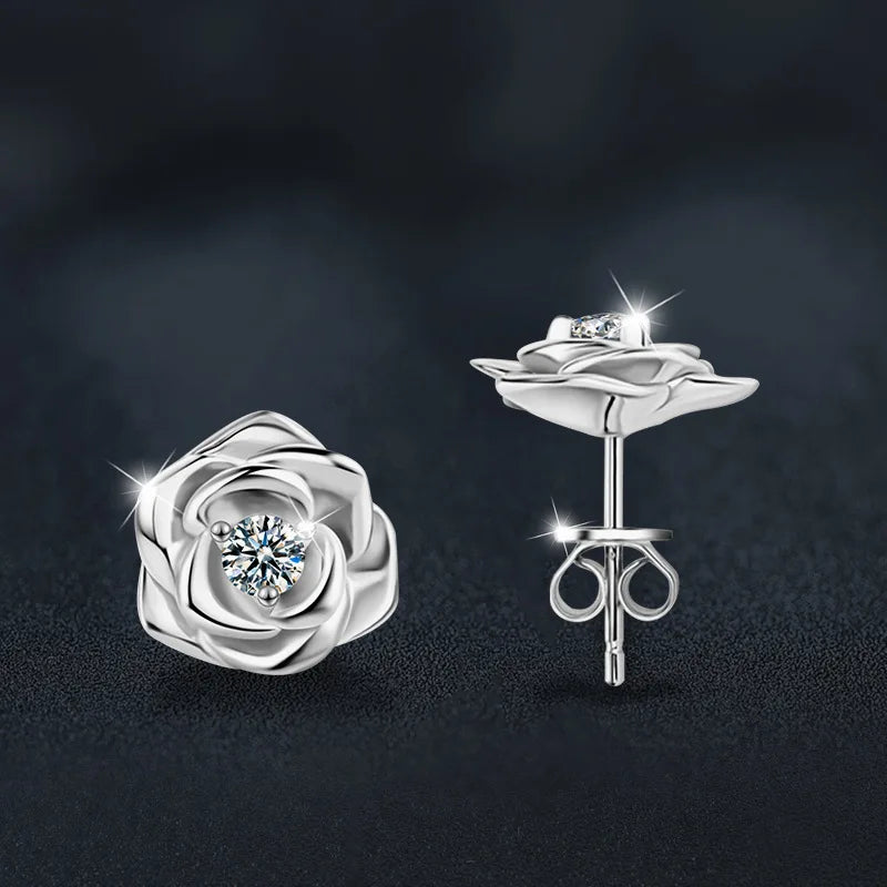 Exquisite Floral S925 Sterling Silver D-Color Moissanite Earrings