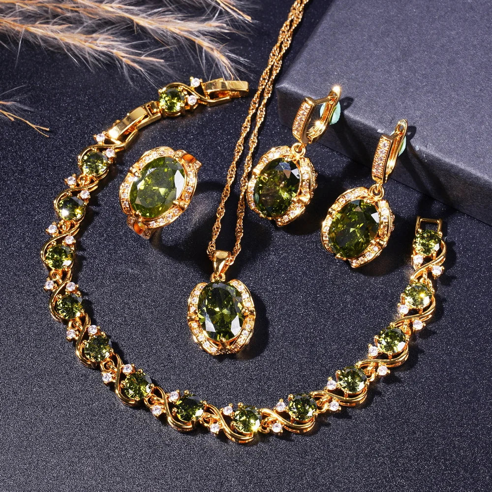 Elegant And Sparkling 18K Gold-Plated Jewelry Set