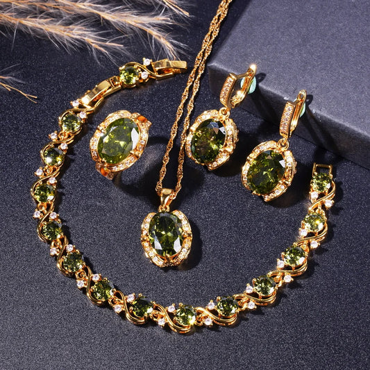 Elegant And Sparkling 18K Gold-Plated Jewelry Set