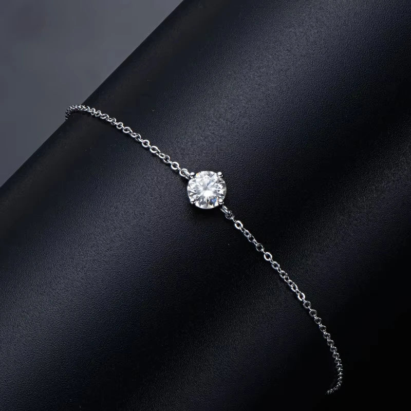Classic Real S925 Silver Lab Diamond Adjustable Bracelet