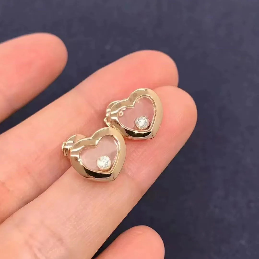 Minimalist 18K Gold Plated Geometric Heart Stud Earrings