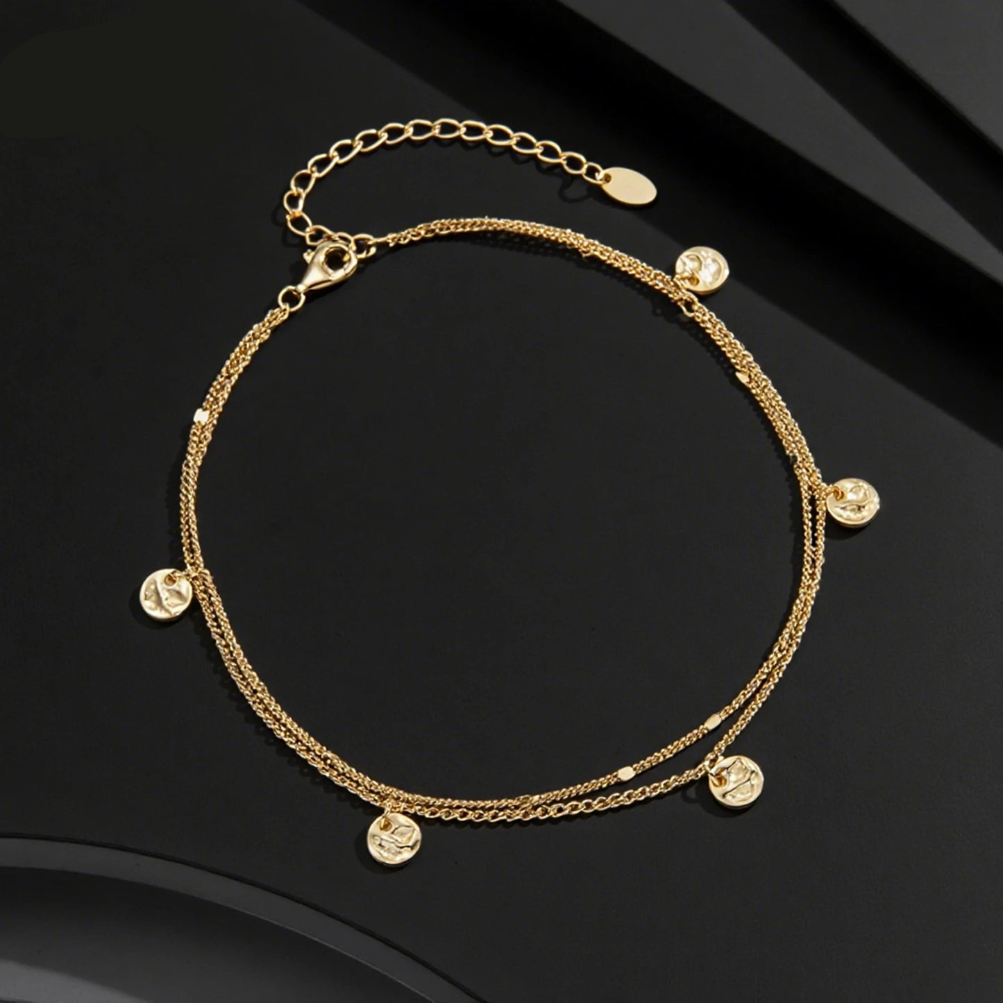 Enchanting 925 Sterling Silver Double Layered Anklet