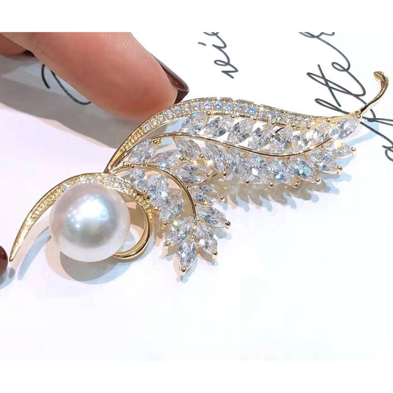 Radiant Natural White Pearl Ear of Wheat  Corsage Brooch