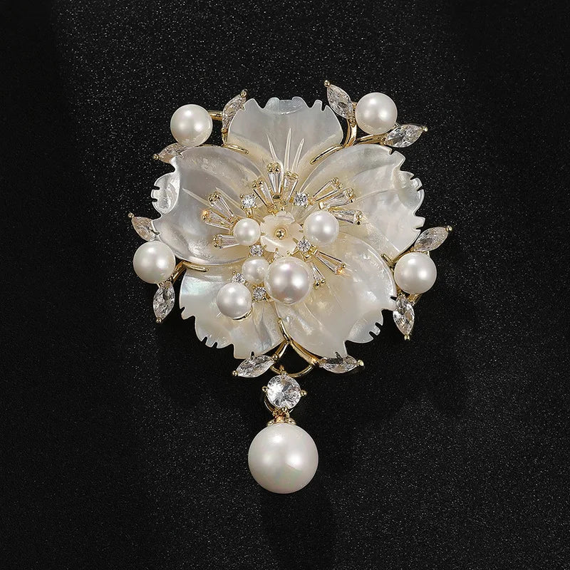 Luxury High-end Shell Flower Brooches