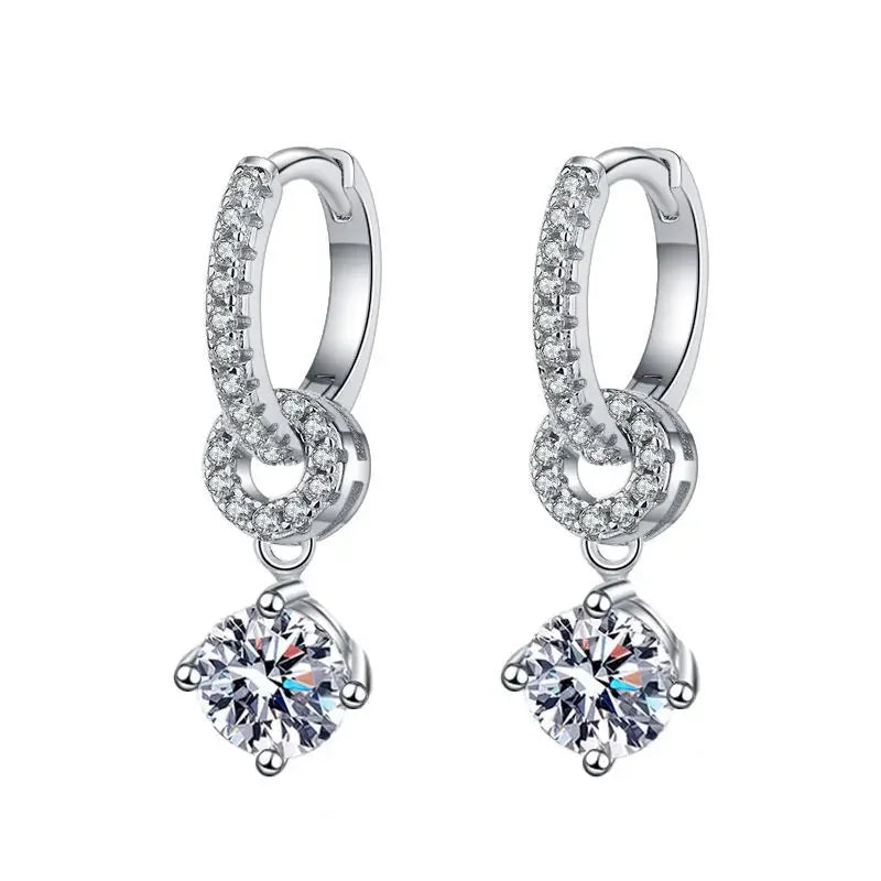 Luxury Sparkling Moissanite 925 Sterling Silver Drop Earrings