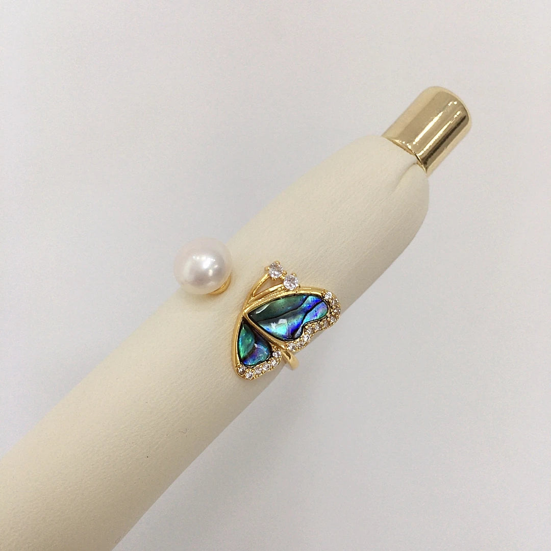 Unique Shell Butterfly Shaped Natural Fresh Water Pearl Jewelry Set