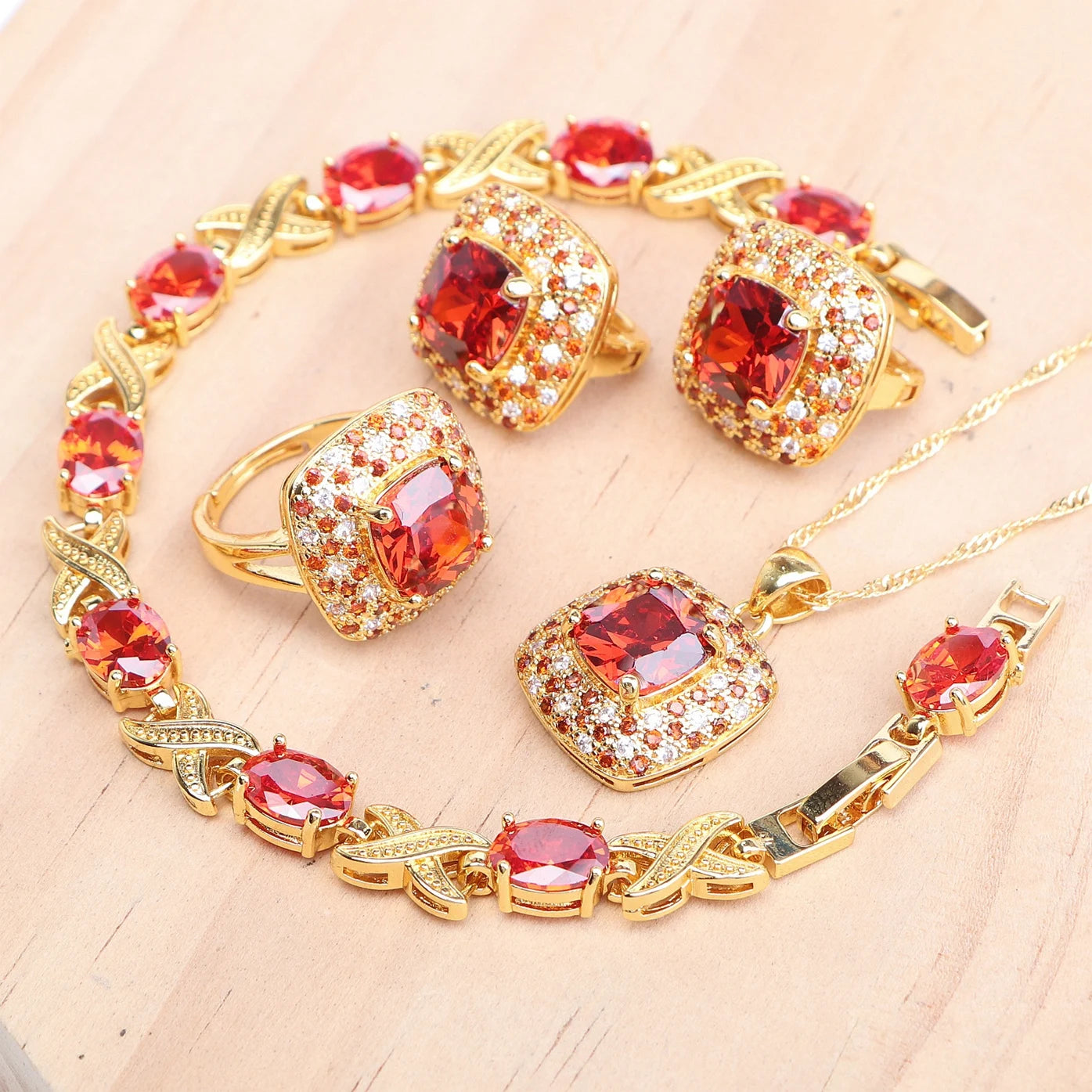 Rose Gold 925 Silver Zircon Jewelry Sets