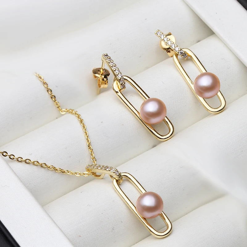 Trendy Natural Freshwater Pearl Jewelry Set