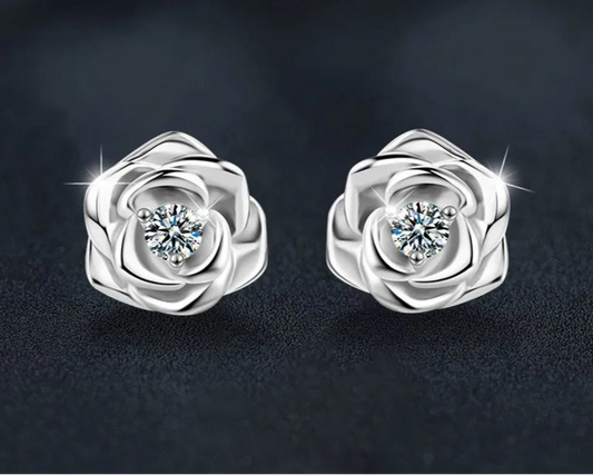 Exquisite Floral S925 Sterling Silver D-Color Moissanite Earrings