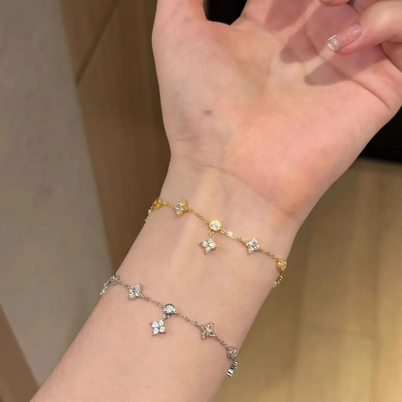 Minimalist S925 Sterling Silver Plated 18k Gold Bracelet