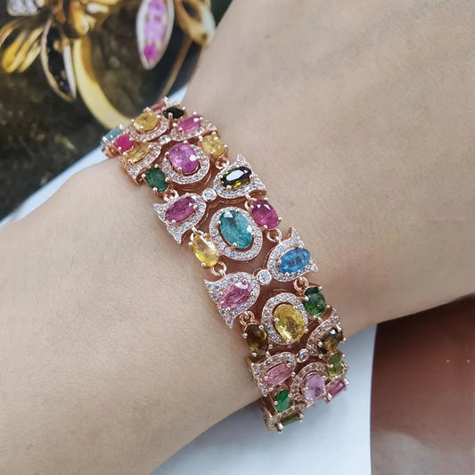 Vibrant Rose Gold Rainbow Zirconia Bracelet
