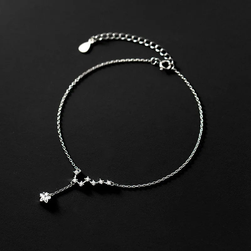 Minimalist 925 Sterling Silver Sweet Big Dipper CZ Anklets