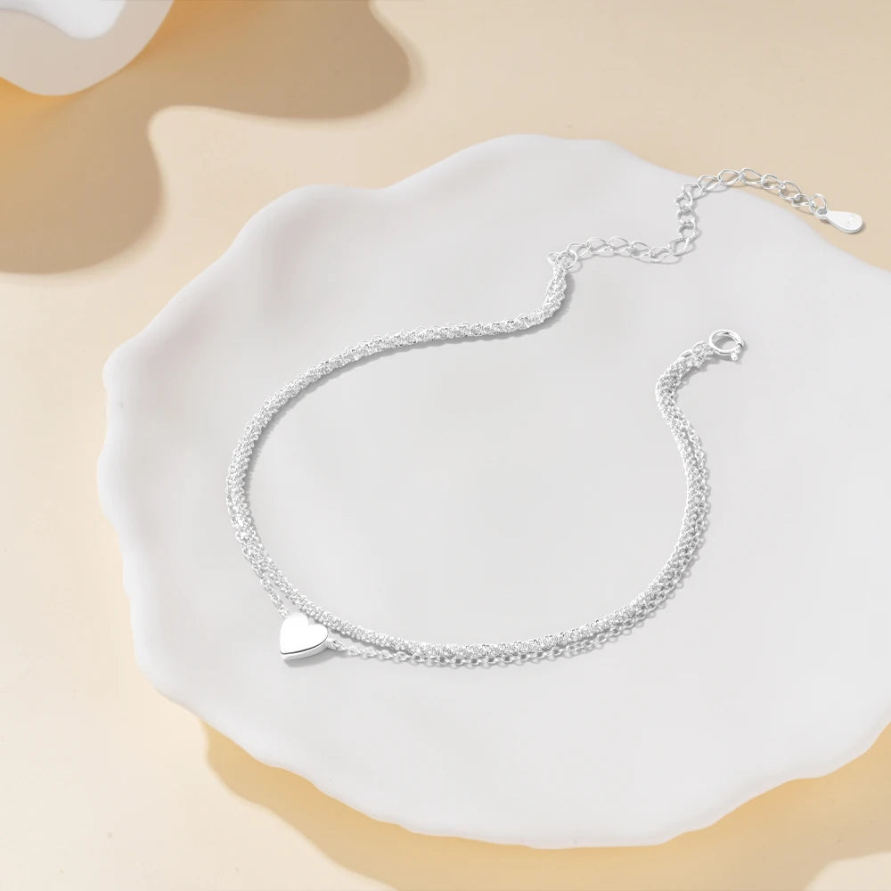 Radiant 925 Sterling Silver Shiny Zirconia Anklets