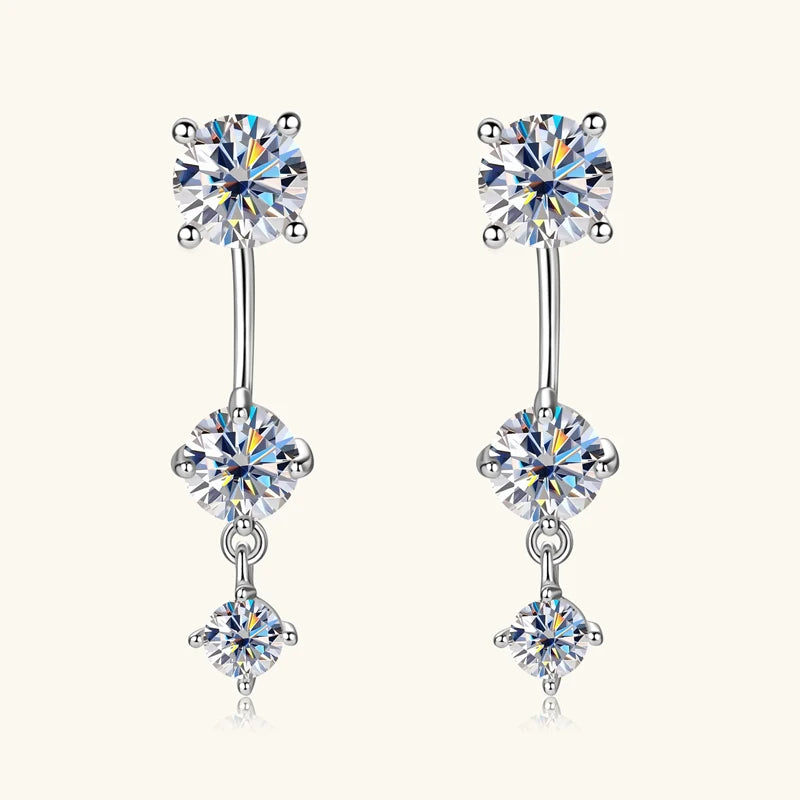 Sophisticated Moissanite 925 Sterling Silver Double Sided Earring