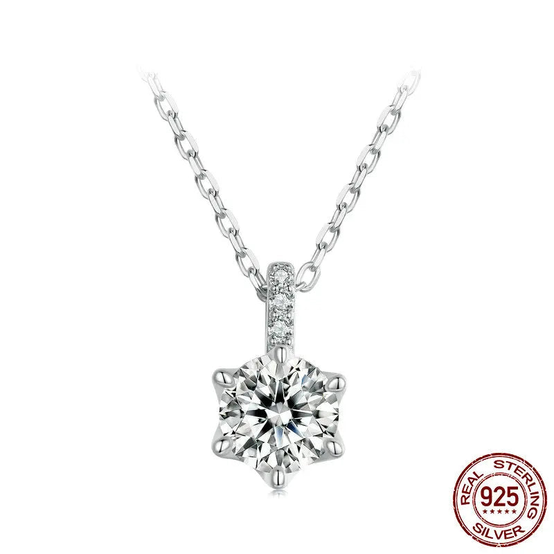 Exquidite Moissanite Pendant Necklace – D Color VVS1 Lab Diamond in 925 Silver