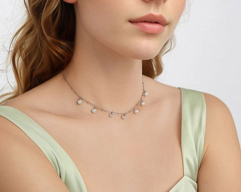 Sleek Shell Pearl 925 Sterling Silver Necklace