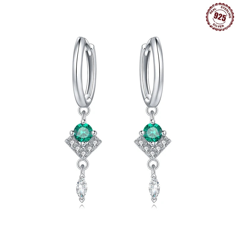 Adorable Color Heart Charm 925 Sterling Silver Hoop Earrings