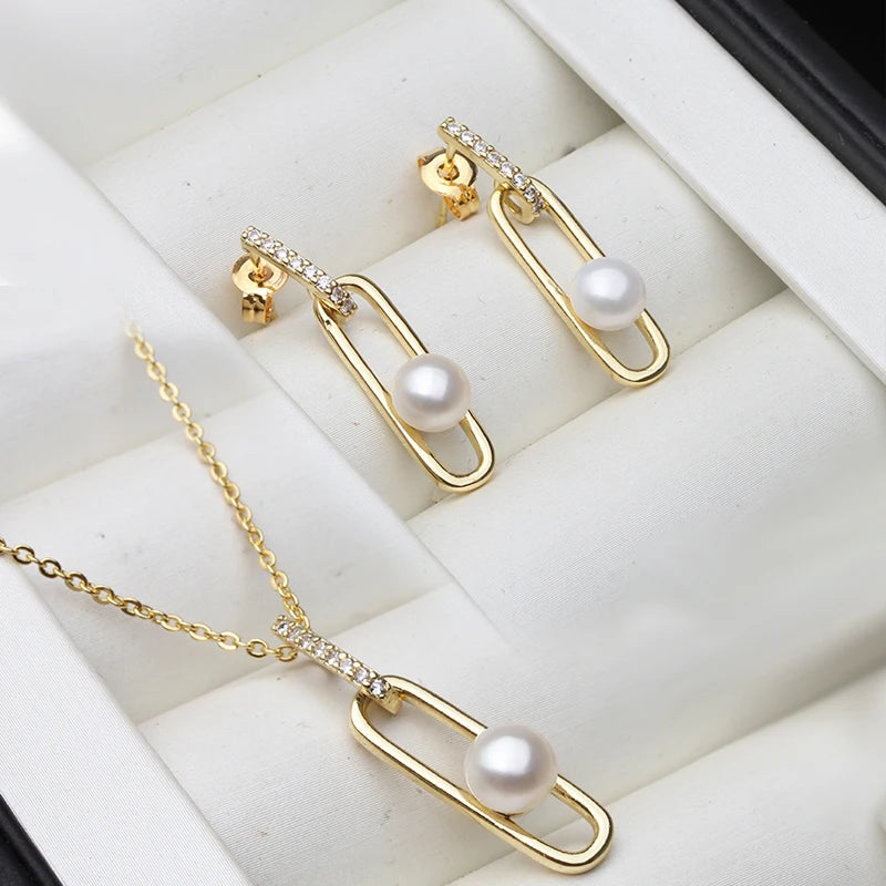 Trendy Natural Freshwater Pearl Jewelry Set