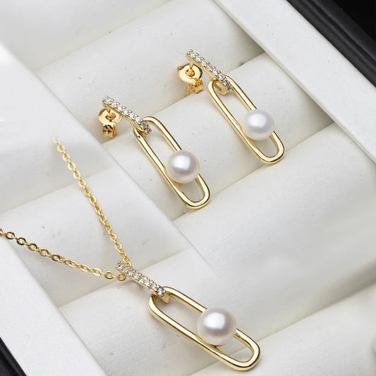 Trendy Natural Freshwater Pearl Jewelry Set