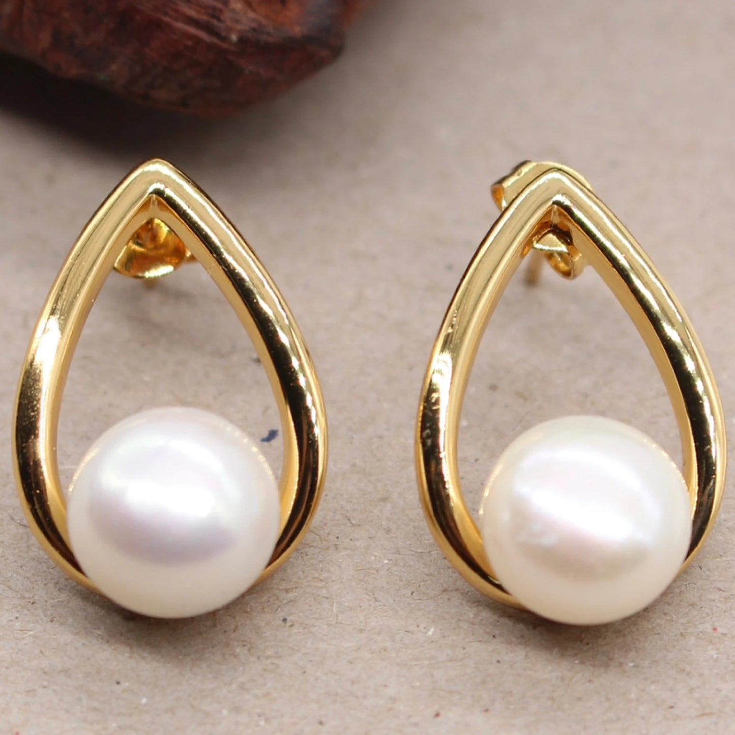 Timeless Natural Freshwater Pearl Teardrop Stud Earrings