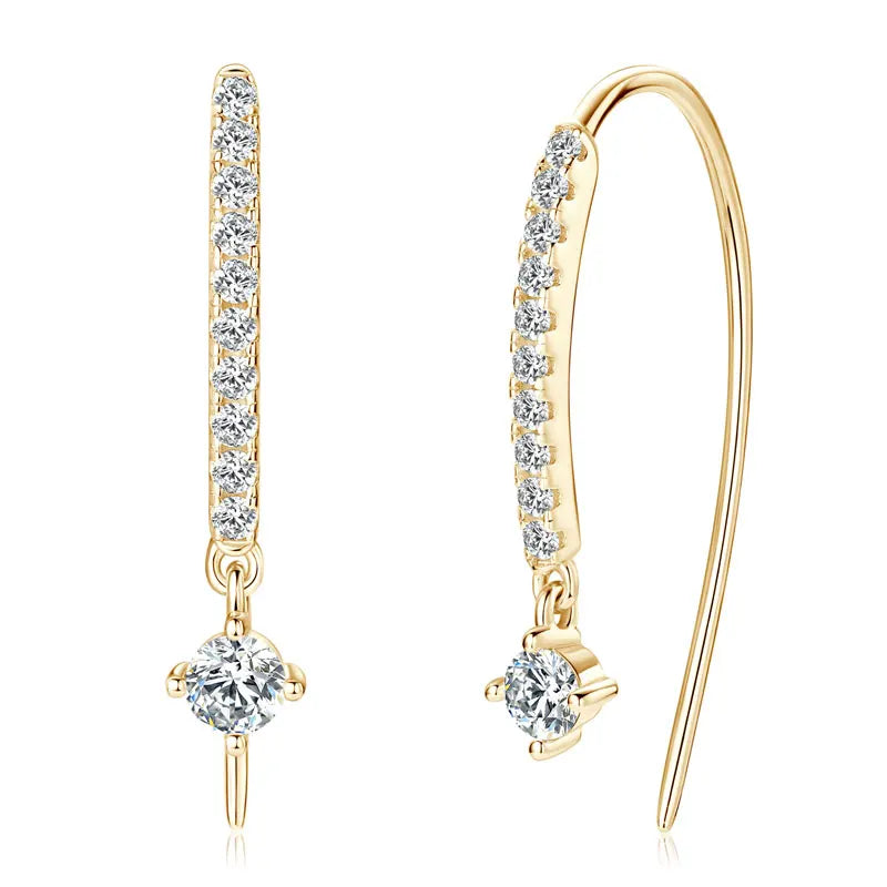 Round Moissanite 925 Sterling Silver U-shaped Stud Earrings