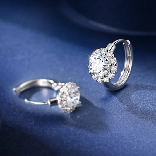 Radiant 1CT Moissanite Hoop Earrings in 925 Sterling Silver