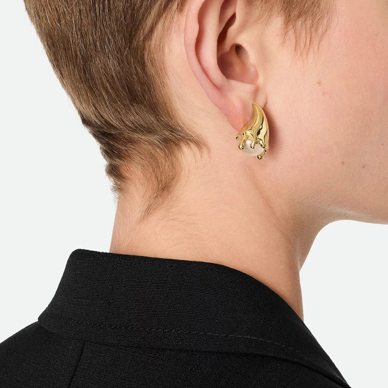 Trendy White Water Droplet Glass Bead Irregular Earring