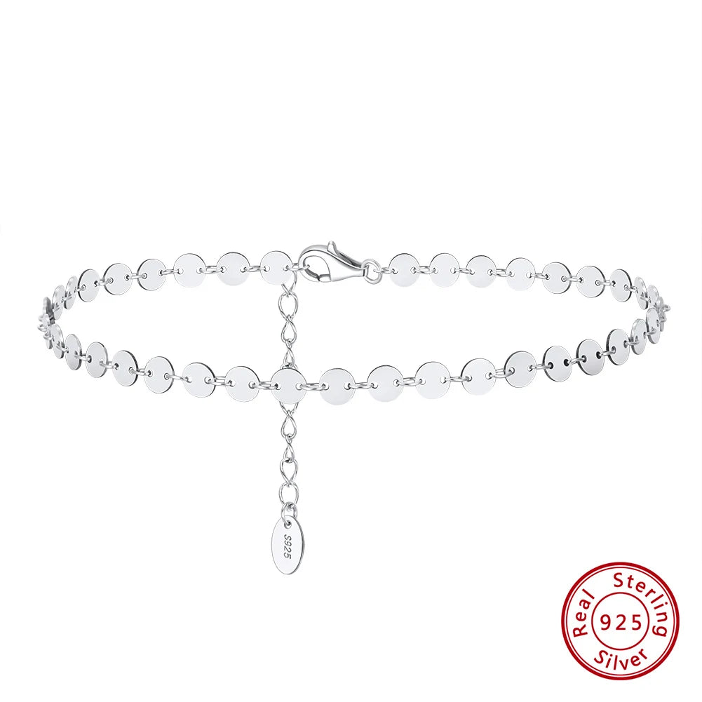 Sleek 14K Gold-Plated 925 Sterling Silver 4mm Round Plate Chain Anklet