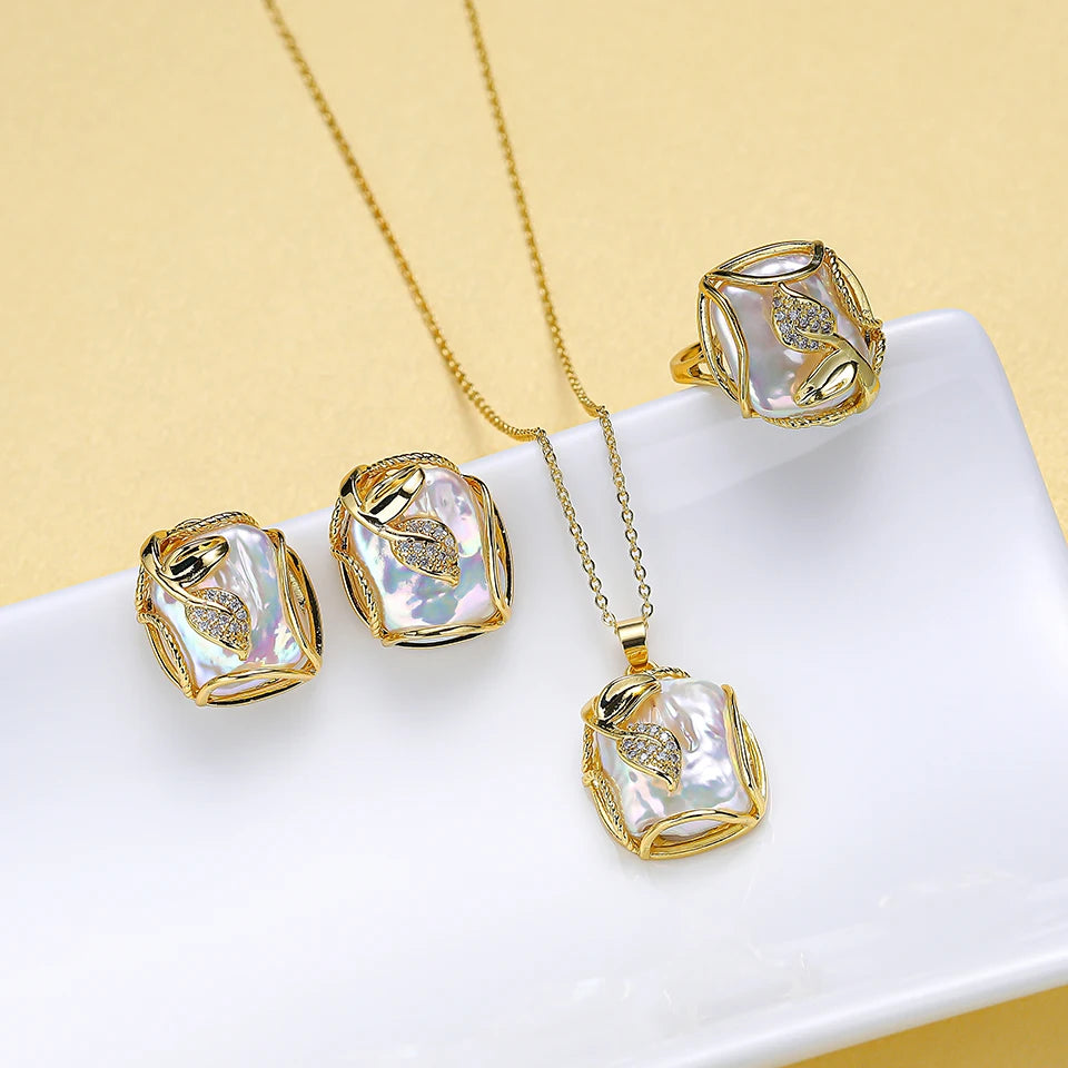 Chic Natural Freshwater Pearl Jewelry Set
