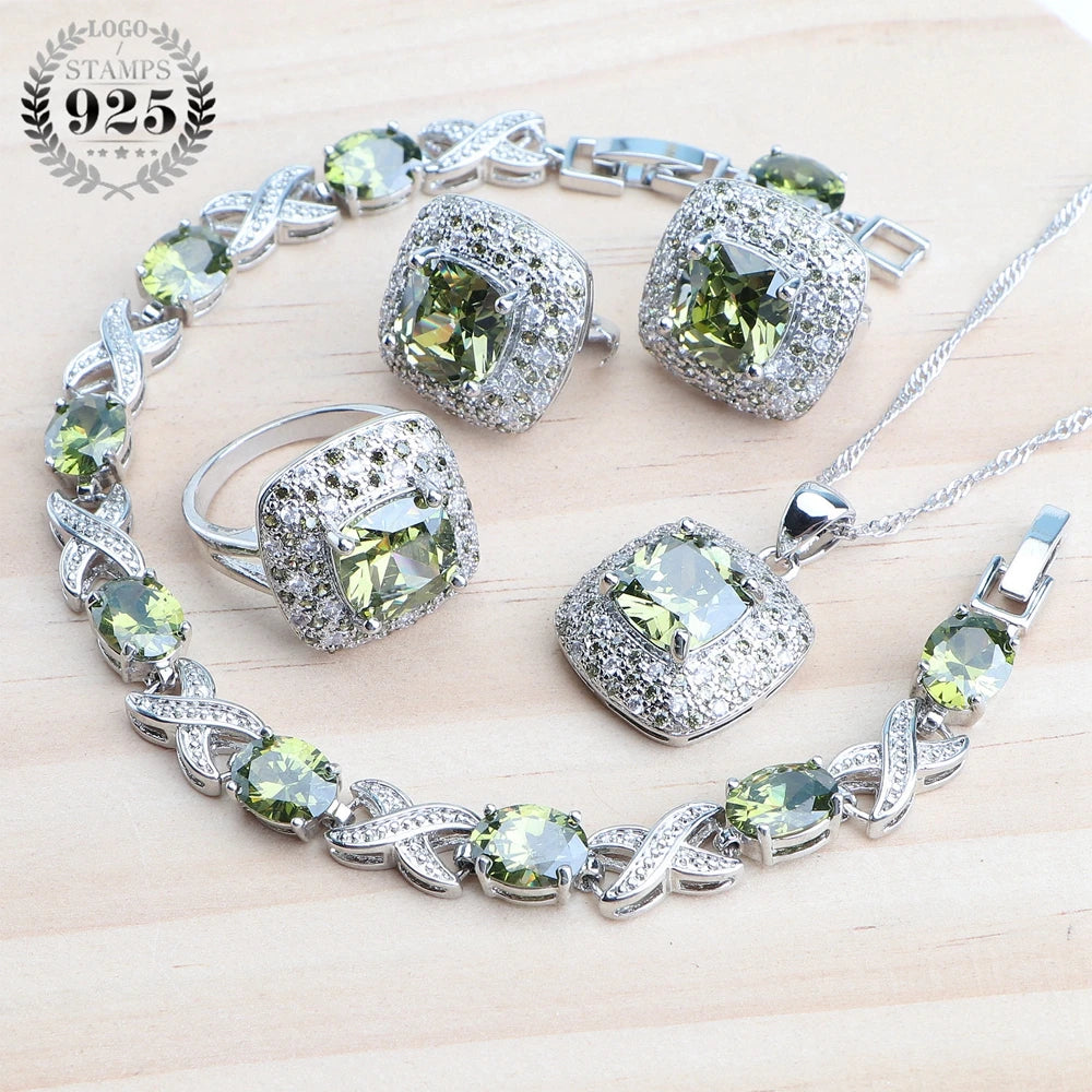 Rose Gold 925 Silver Zircon Jewelry Sets