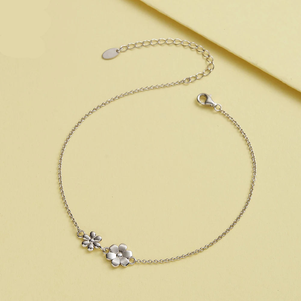Graceful S925 Sterling Silver Flower Chain Anklet