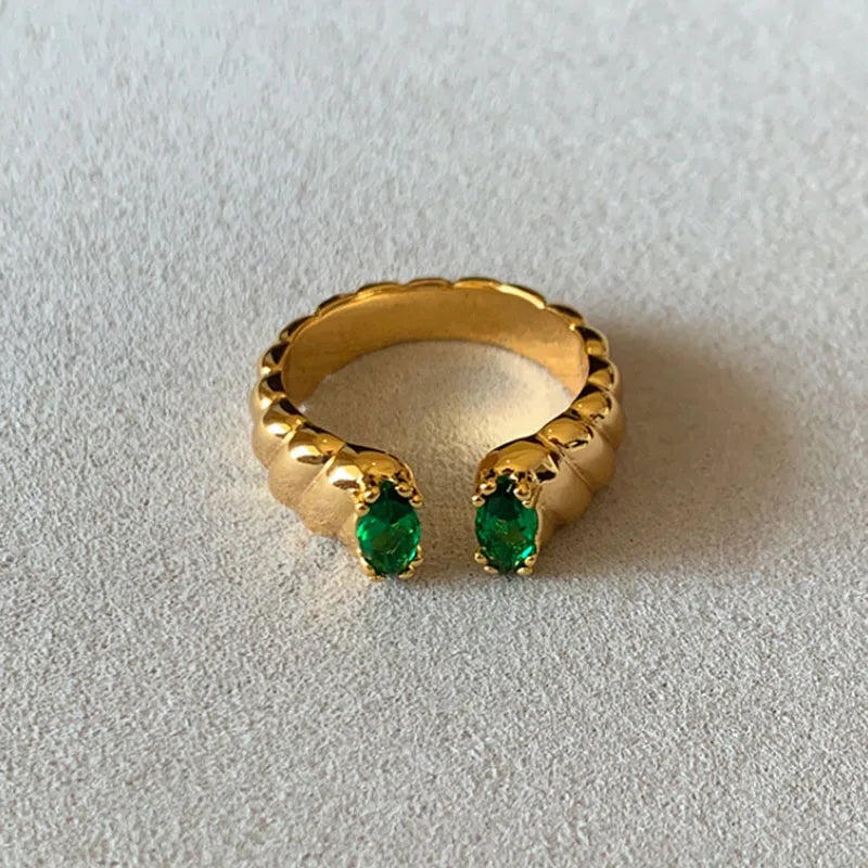 Unique Gold Engagement Ring with Sparkling Zircons