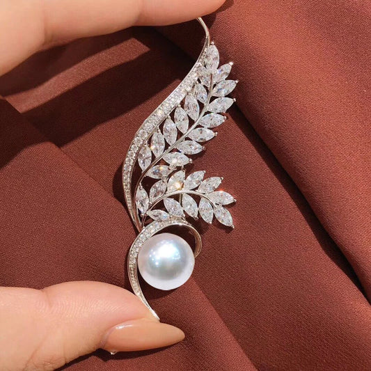 Radiant Natural White Pearl Ear of Wheat  Corsage Brooch